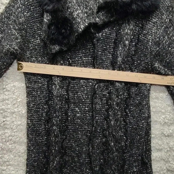 Vintage Hendi Ruffle Sweater Cardigan Faux Fur Trench Wool Belt - Picture 7 of 16